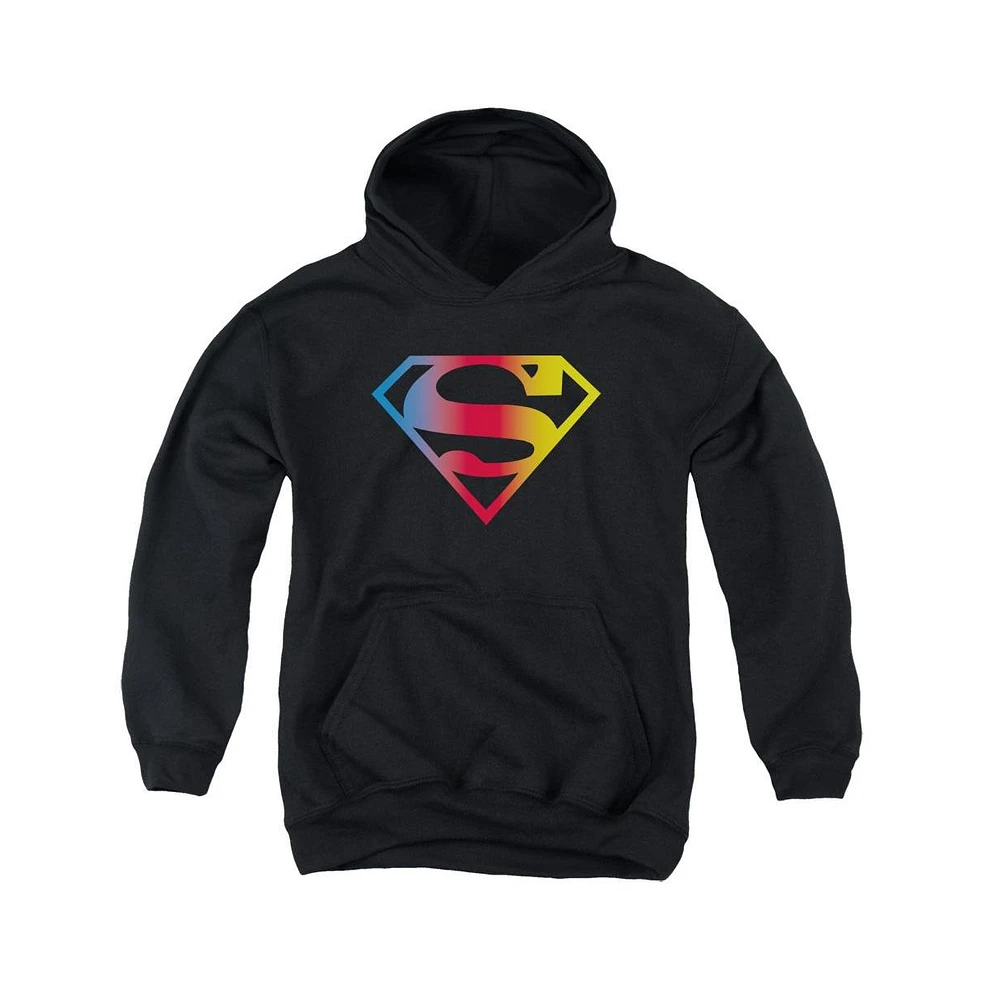 Superman Boys Youth Gradient Logo Pull Over Hoodie / Hooded Sweatshirt