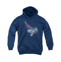 Superman Boys Youth Scribble & Soar Pull Over Hoodie / Hooded Sweatshirt