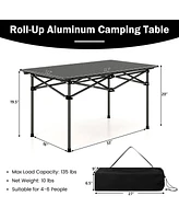 Gymax Aluminum Camping Table for 4-6 People Folding Picnic Table w/ Carry Bag