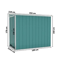 vidaXL Wall-mounted Garden Shed Green 46.5"x76.4"x70.1" Galvanized Steel