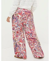 FatFace Plus Shirred Bright Paisley Palazzo Trousers