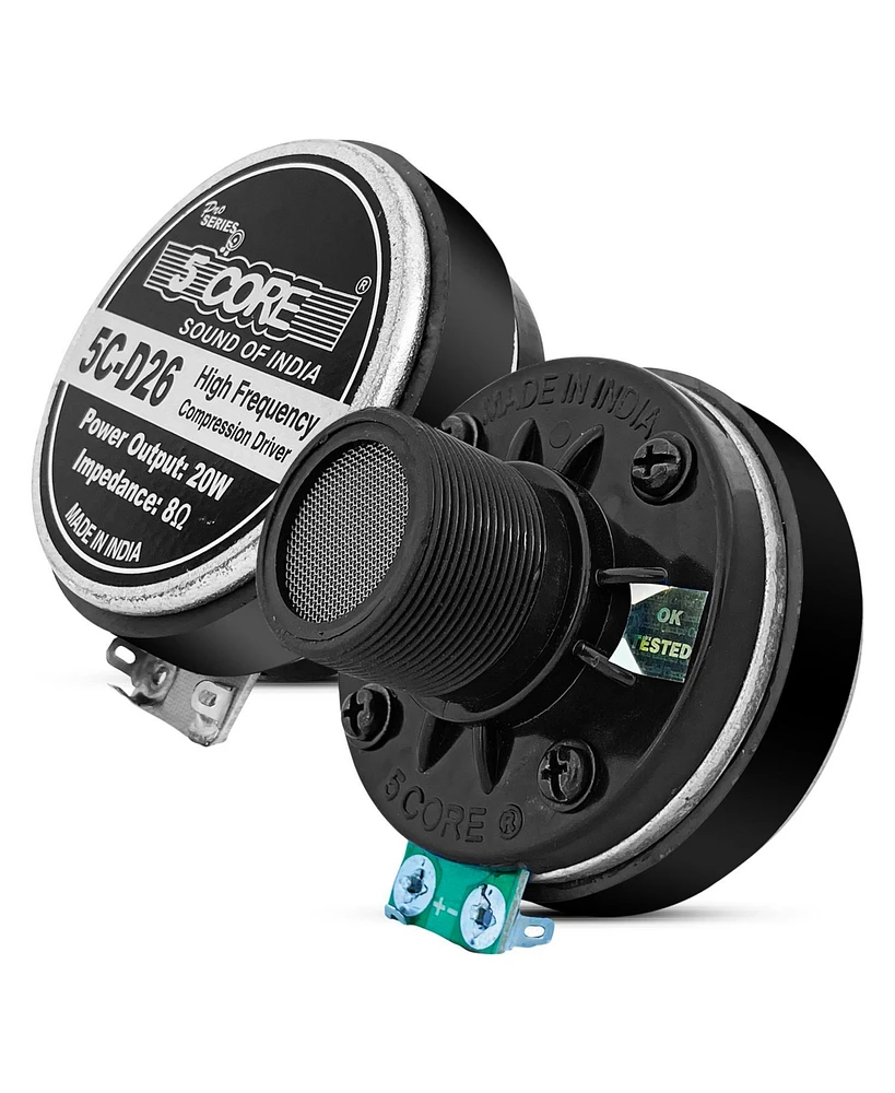 5 Core Compression Driver 1" Exit Screw-On Horn 200W Pmpo Tweeter Driver Unit High Frequency 8 Ohms 1" Voice Coil - 5C-D26