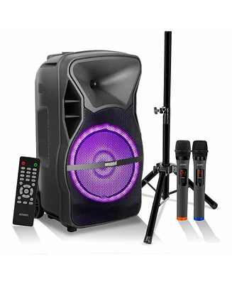 5 Core Party Speaker Portable Pa System 2 Wireless Mic Bluetooth Loud Big Powered Dj Karaoke Machine