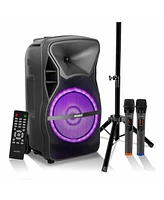 5 Core Party Speaker Portable Pa System 2 Wireless Mic Bluetooth Loud Big Powered Dj Karaoke Machine