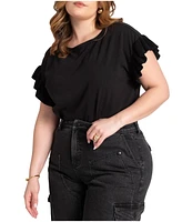 Eloquii Plus Size Ruffle Sleeve Tee