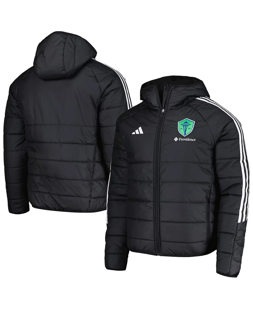 Adidas Men's Black Seattle Sounders Fc Tiro 24 Full-Zip Winter Hoodie Jacket