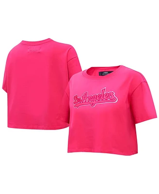 Pro Standard Women's Pink Los Angeles Dodgers Triple Boxy Cropped T-Shirt