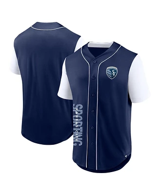 Fanatics Men's Navy Sporting Kansas City Balance Fashion Baseball Jersey