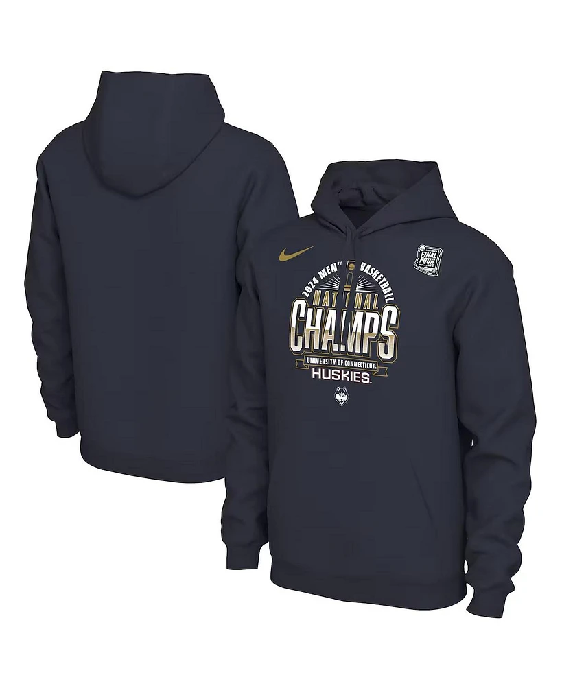 Nike Men's Navy UConn Huskies 2024 Ncaa Men's Basketball National Champions Locker Room Pullover Hoodie