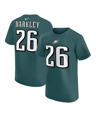 Nike Big Boys and Girls Saquon Barkley Midnight Green Philadelphia Eagles Player Name Number T-Shirt