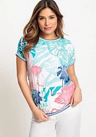 Olsen Women's Short Sleeve Multi-Print T-Shirt