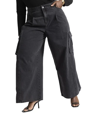 Eloquii Plus Size Wide Leg Cargo Jean