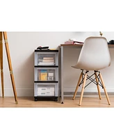 Iris Usa Medium 3 Drawer Cart with Organizer Top, Black