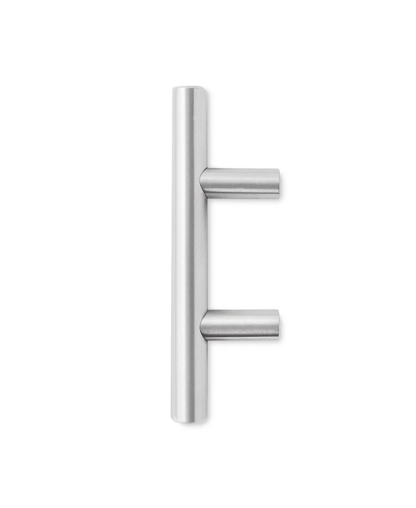 Cauldham Solid Stainless Steel Euro Style Cabinet Pull Handle - 6" Long Brushed Nickel Design 3-3/4" (96mm) Hole Centers - Pack of 10