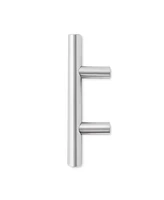 Cauldham Solid Stainless Steel Euro Style Cabinet Pull Handle - 6" Long Brushed Nickel Design 3-3/4" (96mm) Hole Centers - Pack of 10