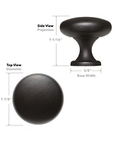 Cauldham 25 Pack Solid Round Kitchen Cabinet Knobs Pulls (1-1/8" Diameter) - Dresser Drawer/Door Hardware - Style R125 - Oil Rubbed Bronze