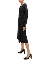 Boss by Hugo Women's Wrap Front Long-Sleeved Dress