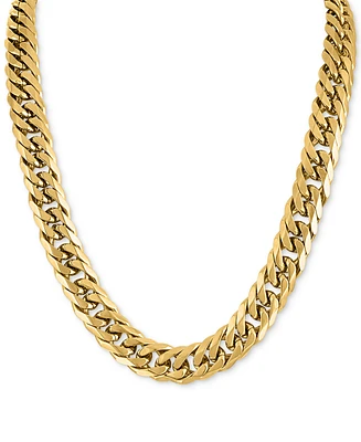 Esquire Men's Jewelry Wide Curb Link 24" Chain Necklace Gold Ion-Plated Stainless Steel & Steel, Created for Macy's