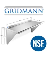 Gridmann 18" x 36" Nsf Stainless Steel Kitchen Wall Mount Shelf w/ Backsplash