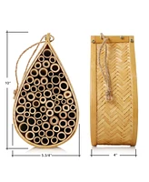 Honey Keeper Mason Bee House, Natural Bamboo Teardrop Bee Hive