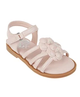 Vince Camuto Toddler Girl's Gladiator Sandal with 3D Flowers and Back Strap Adjustable Closure