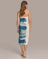 Donna Karan Women's Printed Strapless Midi Dress