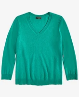 Charter Club Plus Size 100% Cashmere V-Neck Sweater, Created for Macy's