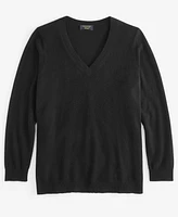 Charter Club Plus 100% Cashmere V-Neck Sweater, Created for Macy's