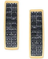 Men's Black Diamond Double Row Huggie Hoop Earrings (1/3 ct. t.w.) in 14k Gold-plated Sterling Silver or Black Rhodium-plated Sterling Silver, 1/2"