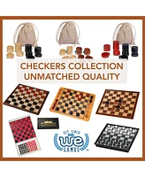 We Games 14.5 in. Red and Black Solid Wood Checkers Set, Grooves in Board