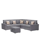 Simplie Fun 6 Piece Reversible Sectional Sofa Set with Storage & Interchangeable Legs