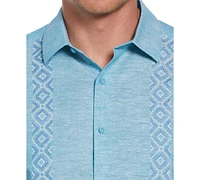 Cubavera Men's Linen-Blend Argyle Embroidered Chambray Shirt