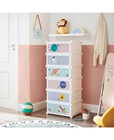 Slickblue Kids' 6-slot Stackable Storage Organizer With Doors, Plastic Wardrobe, Toys, Books, Clothes