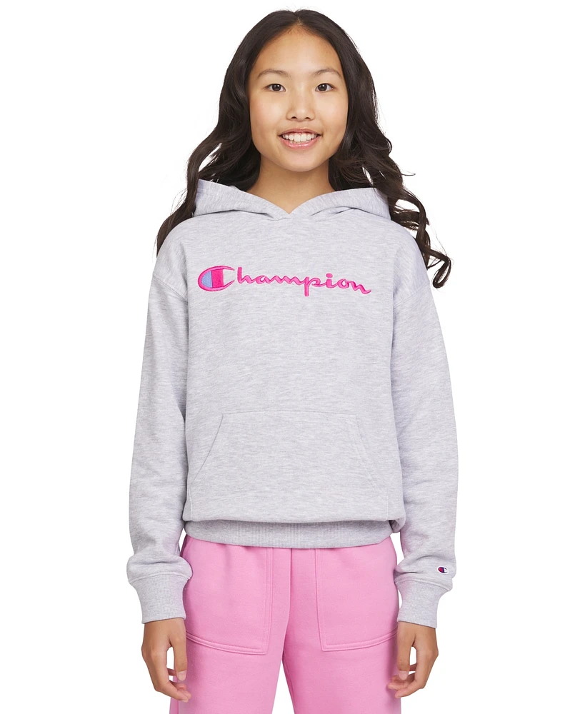 Champion Big Girls Logo Embroidered Fleece Hoodie