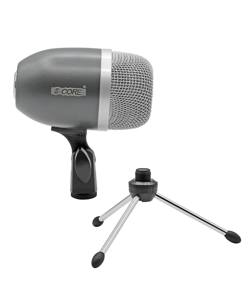 5 Core Drum Mic High Sensitivity Snare Tom Dynamic Instrument Microphone Uni-Directional Pick Up - Tom Mic Grey