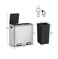 Slickblue Silver Dual Trash Can With Lid & Handles