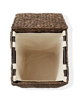 Casafield Laundry Hamper with Lid and Removable Liner Bag - Natural, Woven Water Hyacinth Square Basket for Clothes