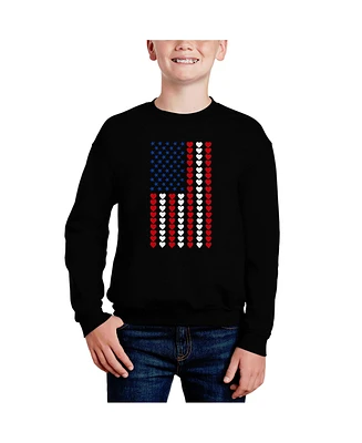 La Pop Art Boys Heart Flag Word Crewneck Sweatshirt