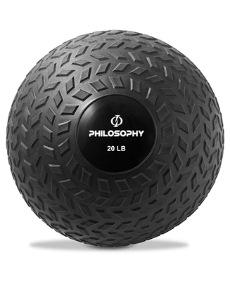 Philosophy Gym Slam Ball, 20 Lb - Weighted Fitness Medicine Ball with Easy Grip Tread