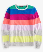 Charter Club Women's 100% Cashmere Striped Crewneck Sweater, Regular & Petites, Created for Macy's