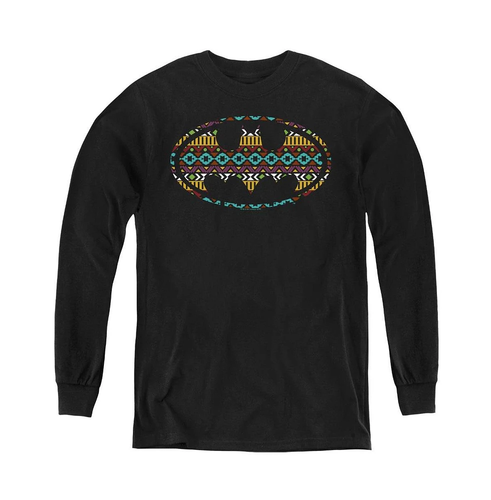 Batman Boys Youth Aztec Fill Long Sleeve Sweatshirt