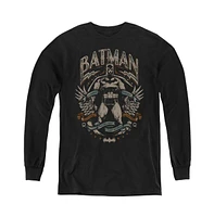 Batman Boys Youth Gotham Hero On Black Long Sleeve Sweatshirt