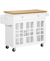 Homcom Kitchen Island on Wheels with Storage, White