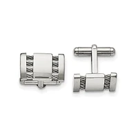 Chisel Stainless Steel Brushed and Polished with Cable Cufflinks