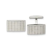 Chisel Stainless Steel Polished Laser Design Rectangle Cufflinks