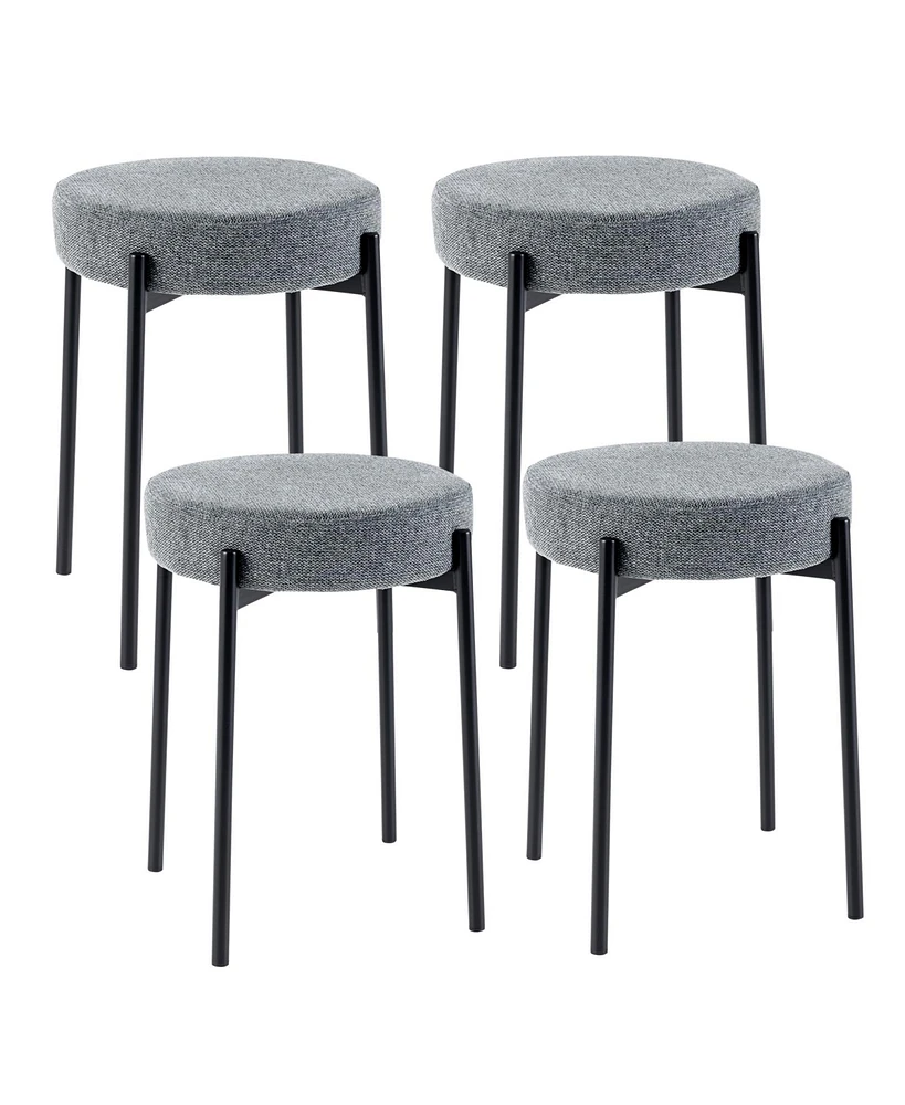 Costway Bar Stools Set of 4 Home Upholstered Stools with Metal Legs & Anti-slip Foot Pads Light