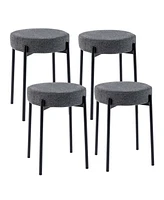 Costway Bar Stools Set of 4 Home Upholstered with Metal Legs & Anti-slip Foot Pads Light