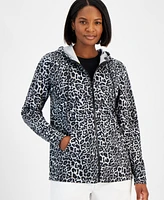 Id Ideology Women's Animal-Print Full-Zip Fleece Hoodie, Created for Macy's