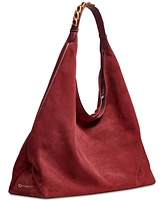 Donna Karan Bellmore Extra Large Suede Hobo With Bezel Strap