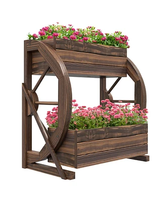 Outsunny Wooden Wagon Planter Box